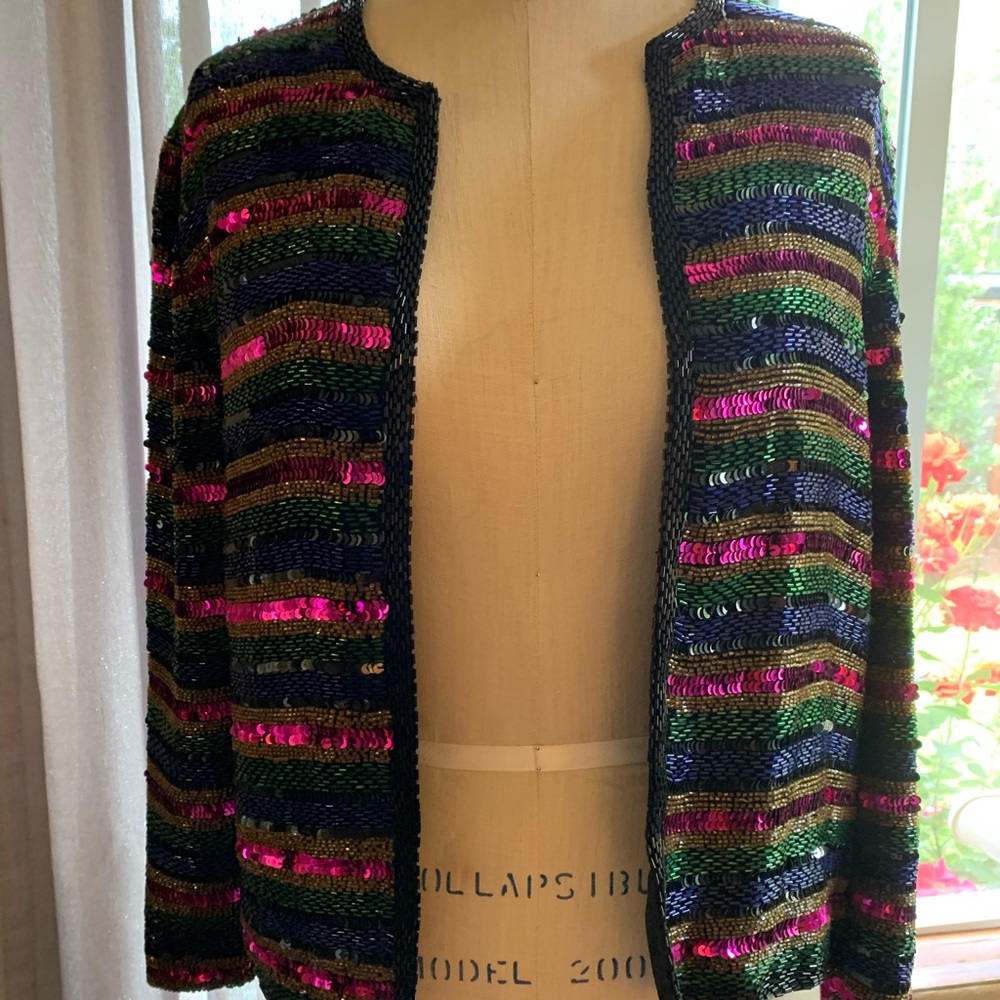 Adrianna Papell Vintage Sequin Evening Jacket